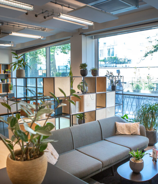 Interior of the main breakout space in The Building Society, shared office space in London.